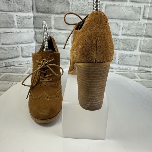 Steve Madden Omyra Women's Size 7.5 Brown Suede Oxford Block Heel Lace Up Bootie - Picture 2 of 12